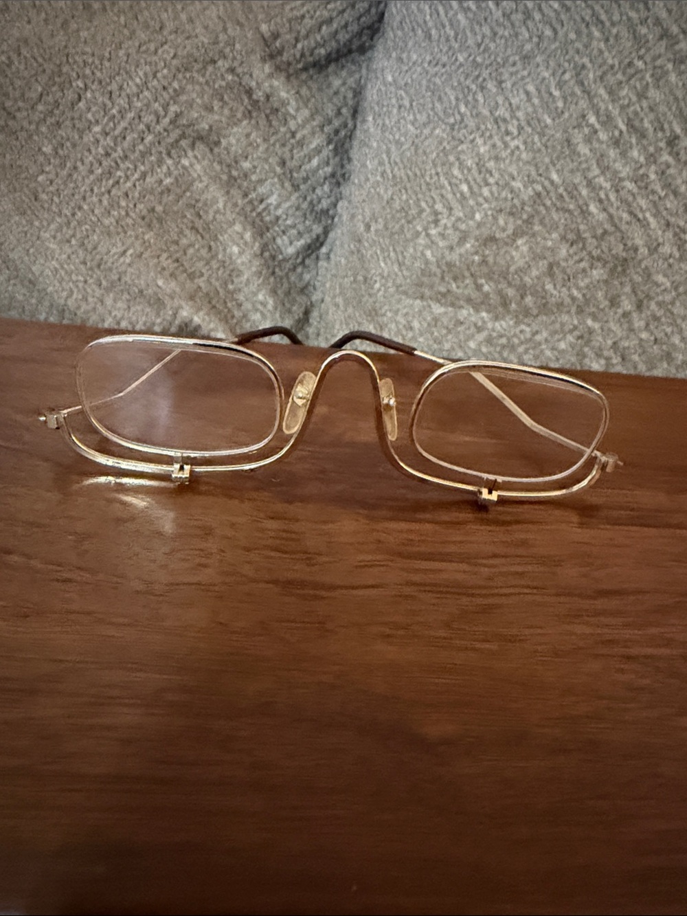 Vintage flip down Gold Metal Rectangle Reading  Glasses - Men's Accessories